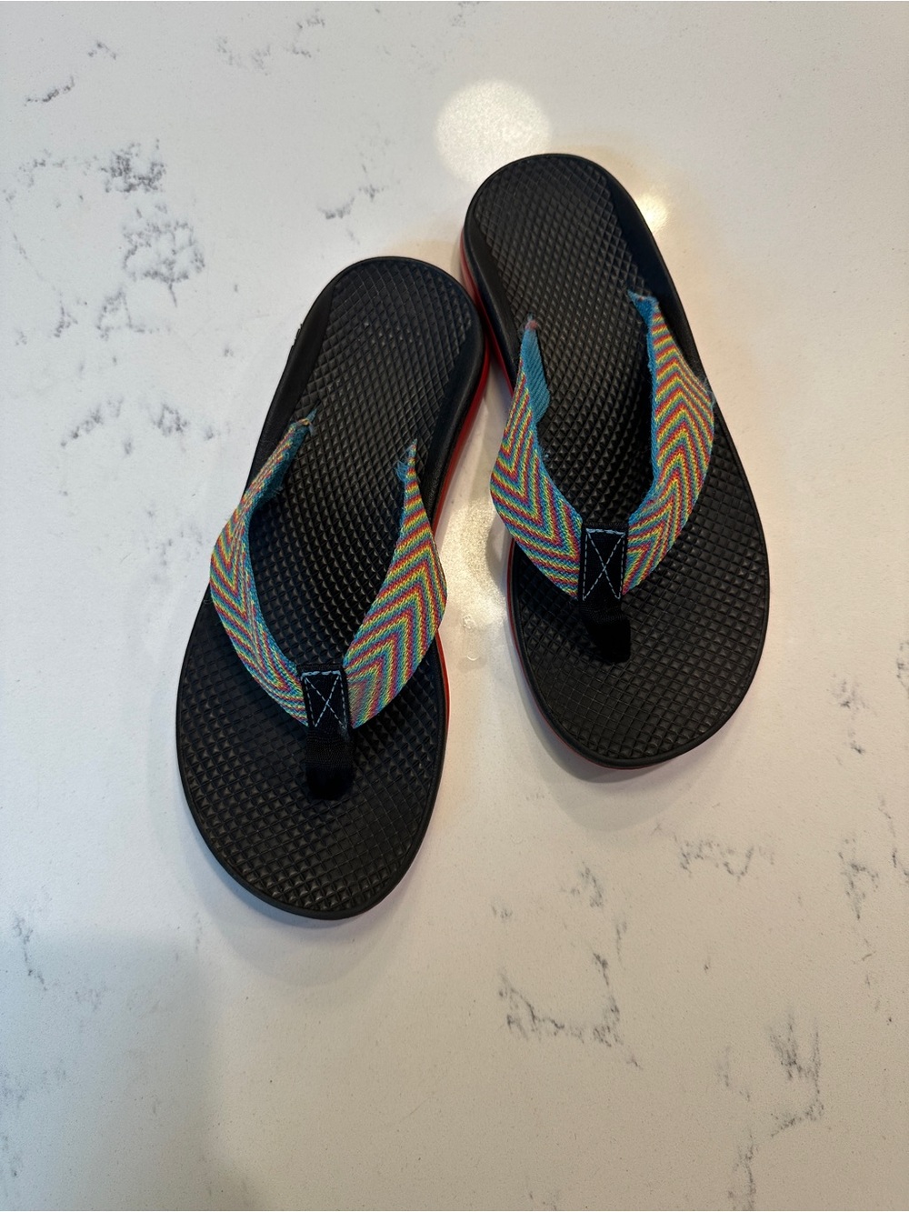 Chaco Eco Tread Rainbow Chevron Flip Flop Sandals women’s size 7